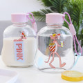 Factory Wholesale Many Styles of Cute Cartoon Pattern Glass Water Milk Juice Bottle with Lid